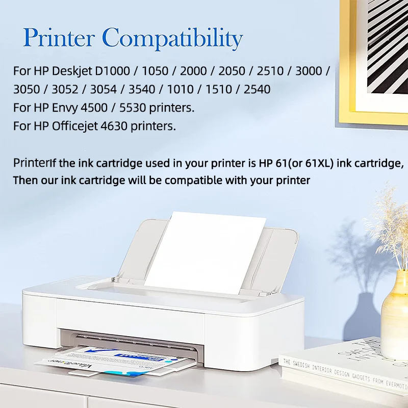 Hicor Compatible Ink Cartridge for HP 61XL for hp61 for hp 61 Envy 4500 4502 5530 Deskjet 1050 2050 3050 3054 3000 1000 1050