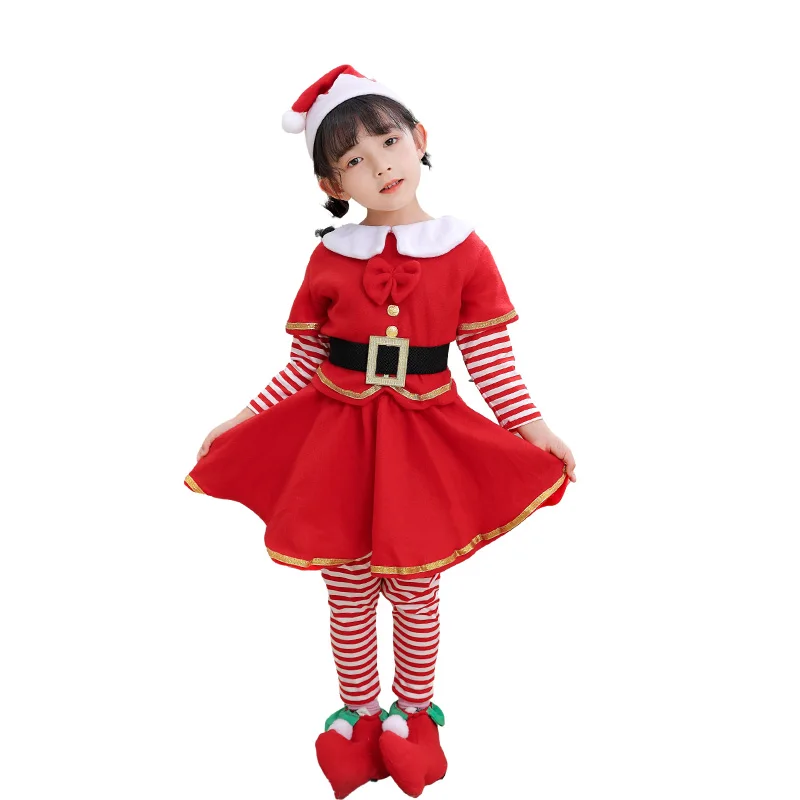 Fashion Girls Claus Suit Santa Claus Stage Show Clothing With Foot Covers Perfect for Masquerade Parties Stage Performances