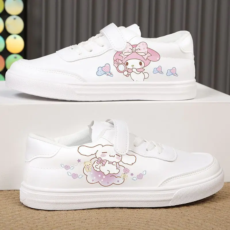 Kawaii Kuromi Shoes Kids White Shoes Cartoon Mymelody Tennis Shoes Cinnamorol Casual Sneakers Children Basket Shoes Size 25-36