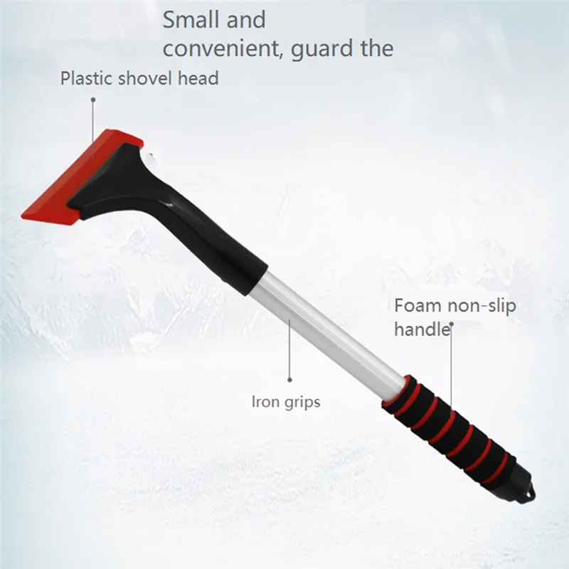 Extendable Ice Scraper Snow Brush Detachable Snow Removal Tool with Foam Handle 360° Pivoting Brush Head Snow Scraper A