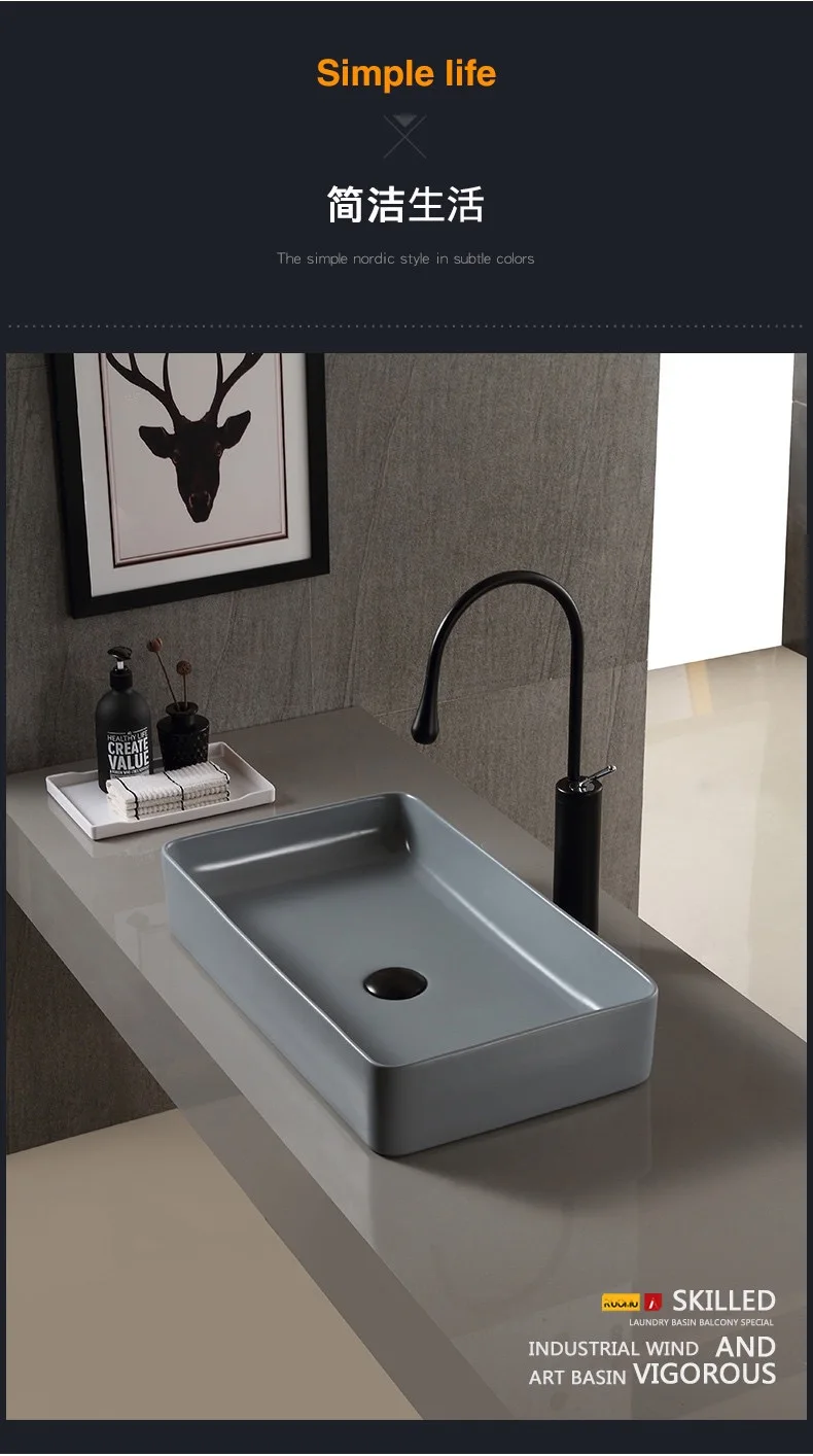 A Great discounts Nordic Art Basin Cement Ash Countertop Sink Upper Basin Bathroom Basin Washbasin Industrial Style Retro Toi