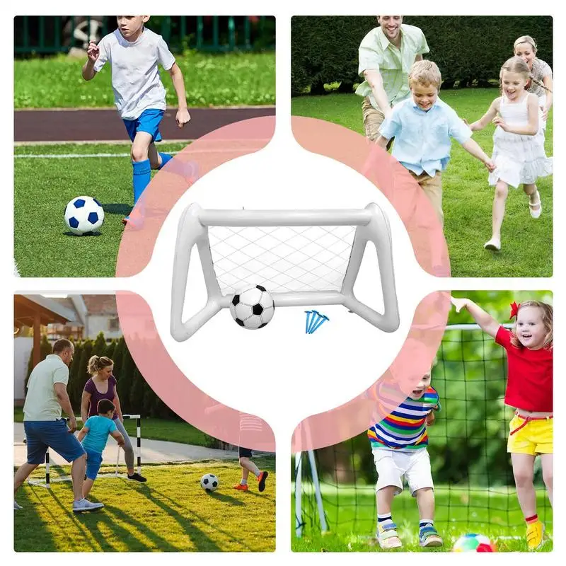 هدف كرة القدم، شبكة كرة قدم قابلة للنفخ، معدات تدريب محمولة مع كرة وأوتاد أرضية، ألعاب رياضية تفاعلية #3