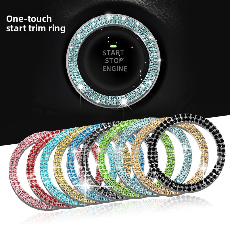 

One Click Start Decoration Ring for Car Interior, Car Starting Device Decoration, Ignition Switch Decoration, Diamond Stickers