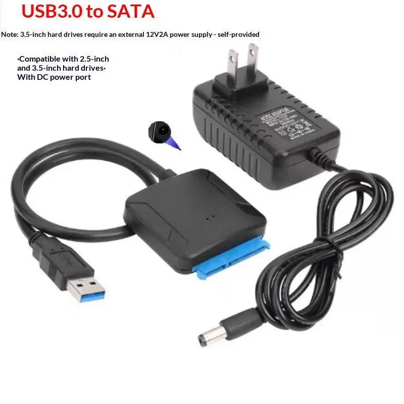 1 Set 3.5/2.5 Inch SSD HDD Hard Drive Disk Converter SATA To USB 3.0 Adapter Cable Support UASP 12V US EU