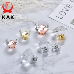 KAK 10Pieces Crystal Diamond Cabinet Knobs and Handles 30mm Gold Kitchen Cupboard Door Pulls Dresser Furniture Handle Hardware