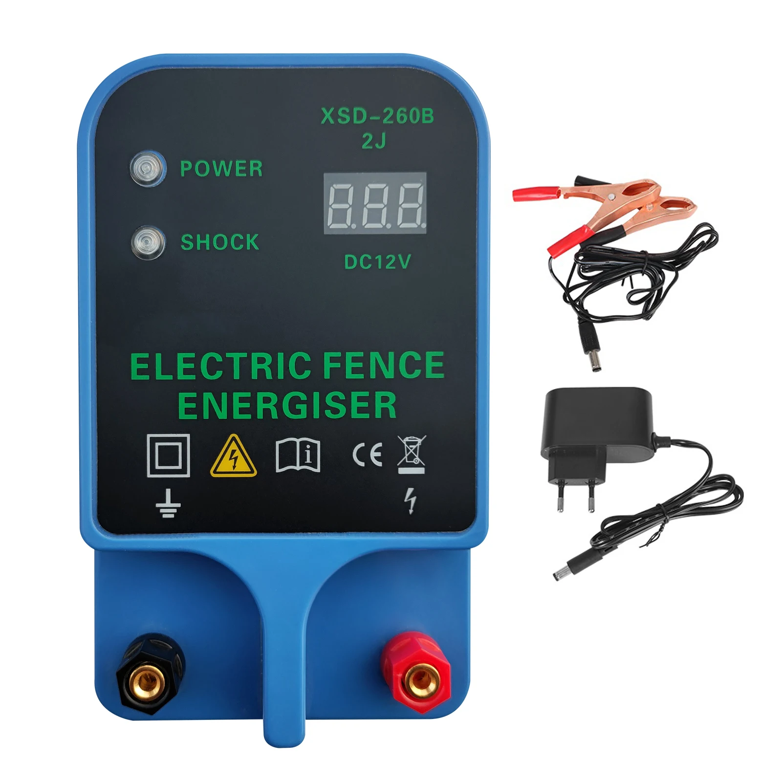 

10KM Electric Fence LCD High Voltage Controller Voltage Display Ranch Fence Energizer Tool for Farm Livestock Animal Poultry