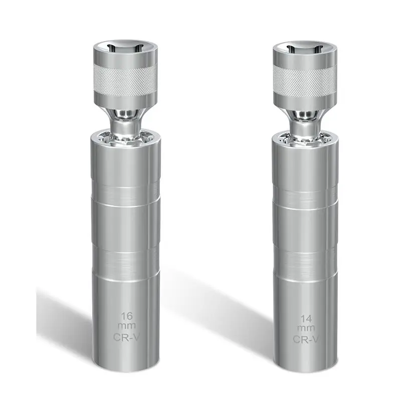 

14Mm&16Mm Spark Plug Socket Set Thin Wall 3/8" Drive Spark Plug Socket Removal Tool 12 Point, For Most Car Models