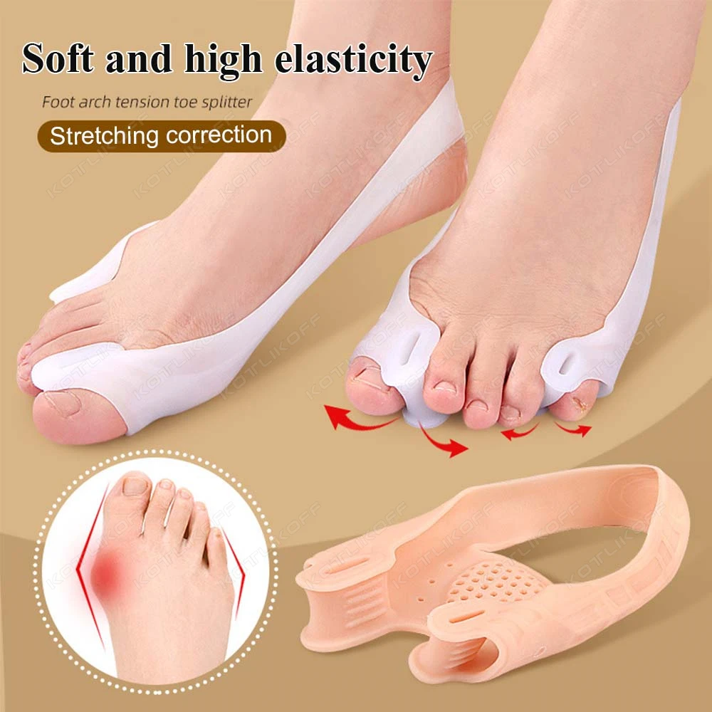 Silicone 2 Hole Toe Separator For Hallux Valgus Protector Flexible Wear-Resistant Exercise Rally Band Pain Relief Forefoot Pads