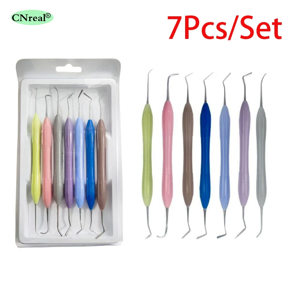 

7 Pcs Dental Composite Resin Filling Spatula Aesthetic Restoration Set Spatula Knife Silicone Handle Dentist Tool Instruments
