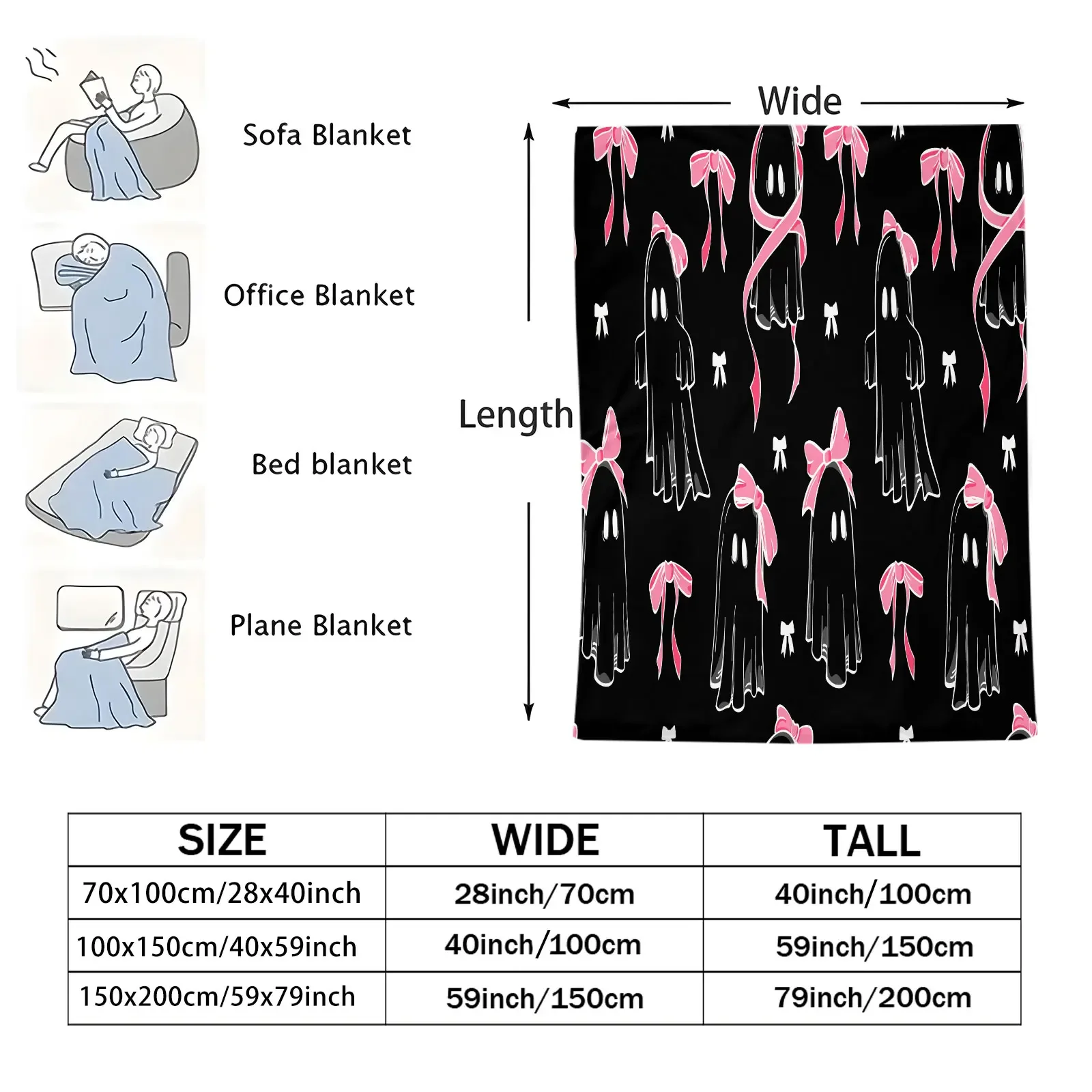 Coperta per aria condizionata con motivo a fiocco Coperta per pisolino dal design colorato carino per divano del soggiorno Coperta accogliente per la decorazione della stanza della ragazza