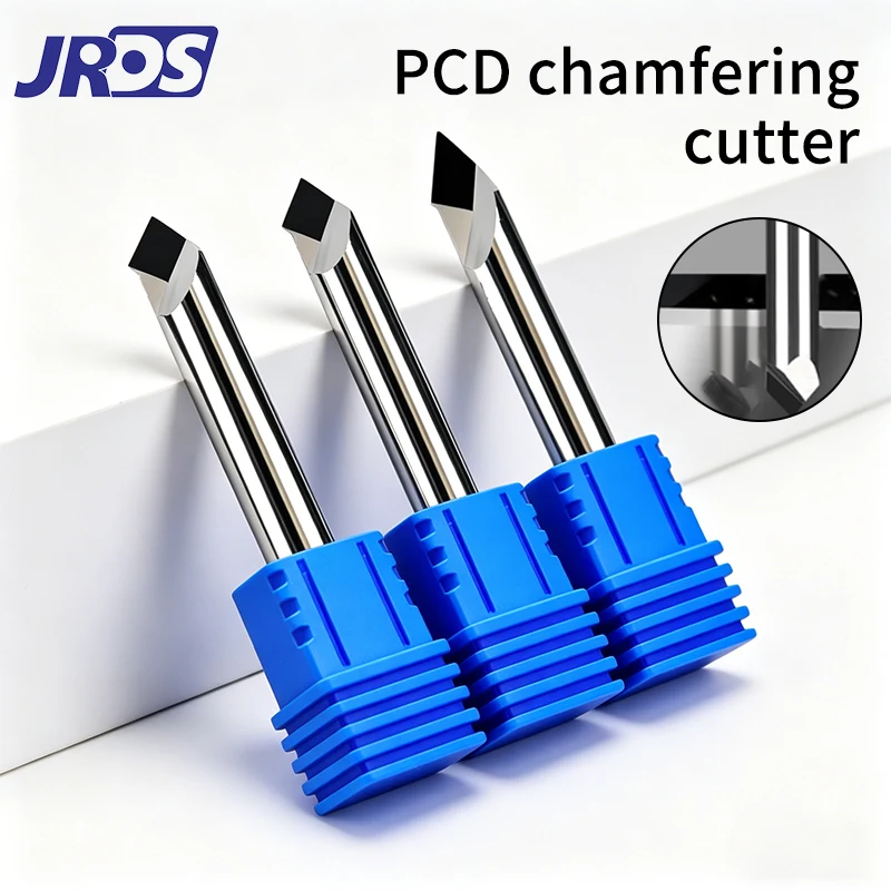PCD Diamond90DEG Chamfer Router Bit Solid Carbide Shank CNC Engraving Milling Cutter for Al Copper Acrylic Mirror Edge Polishing