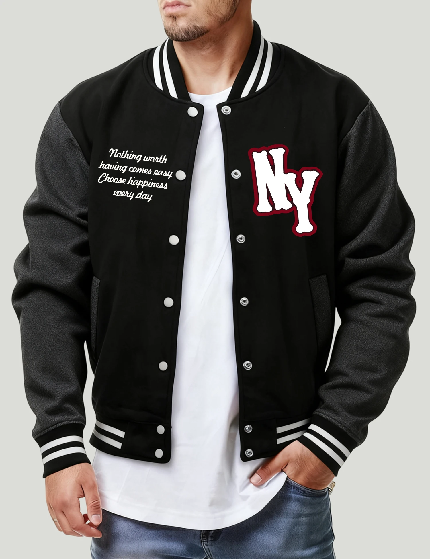 

Нью-Йоркский город, бейсбольный трикотаж с принтом букв для мужчин, модная уличная одежда, индивидуальная теплая мужская одежда, осенняя свободная одежда