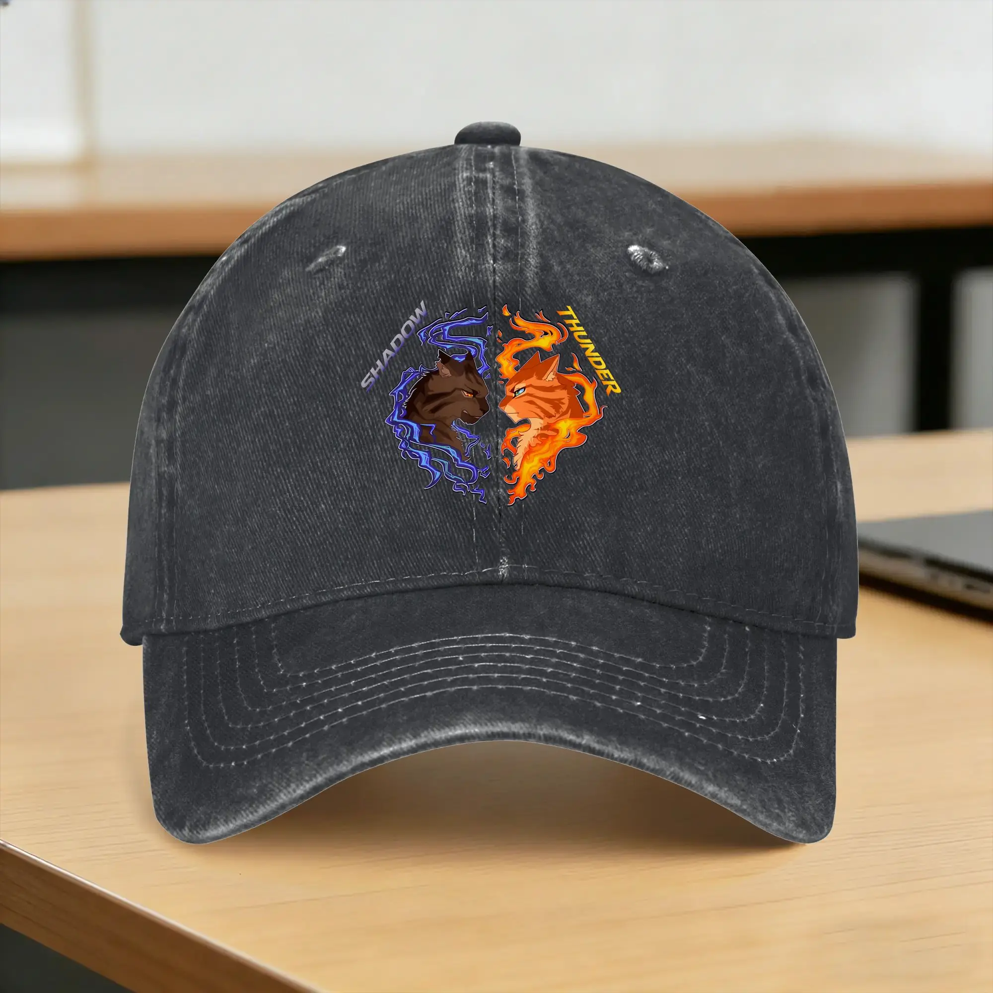 Summer Wind Shadow River Star Thunder Sky Cat Feline Baseball Cap Sun  Sunscreen Print Washed Trucker Hat Kpop Rock Snapback Cap