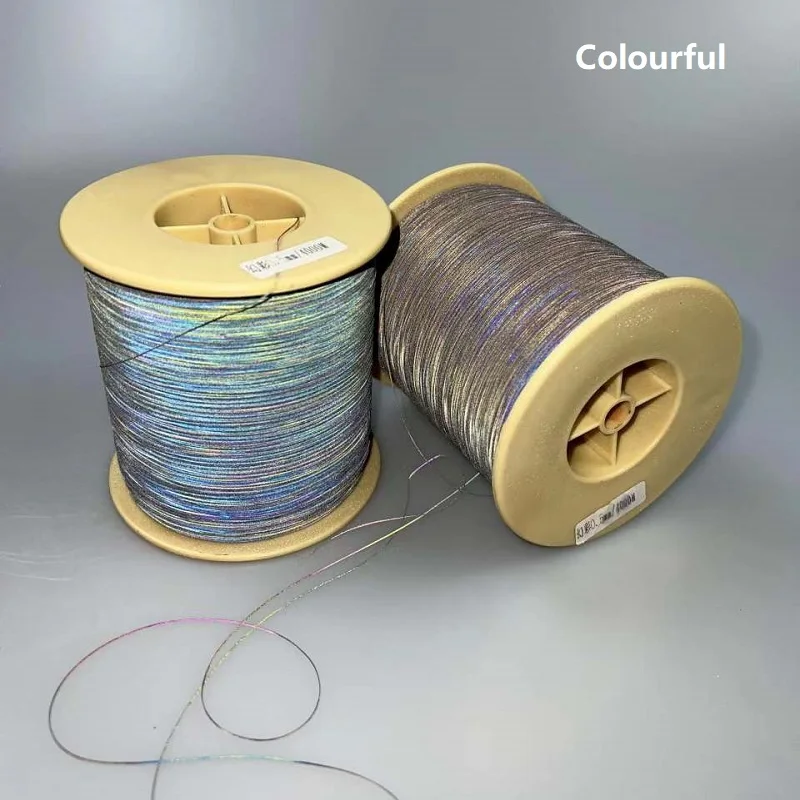 0.5mm Colorful Rainbow Reflective Thread Flat Silk Thread DIY Clothes Bag Garment Webbing Reflection Material