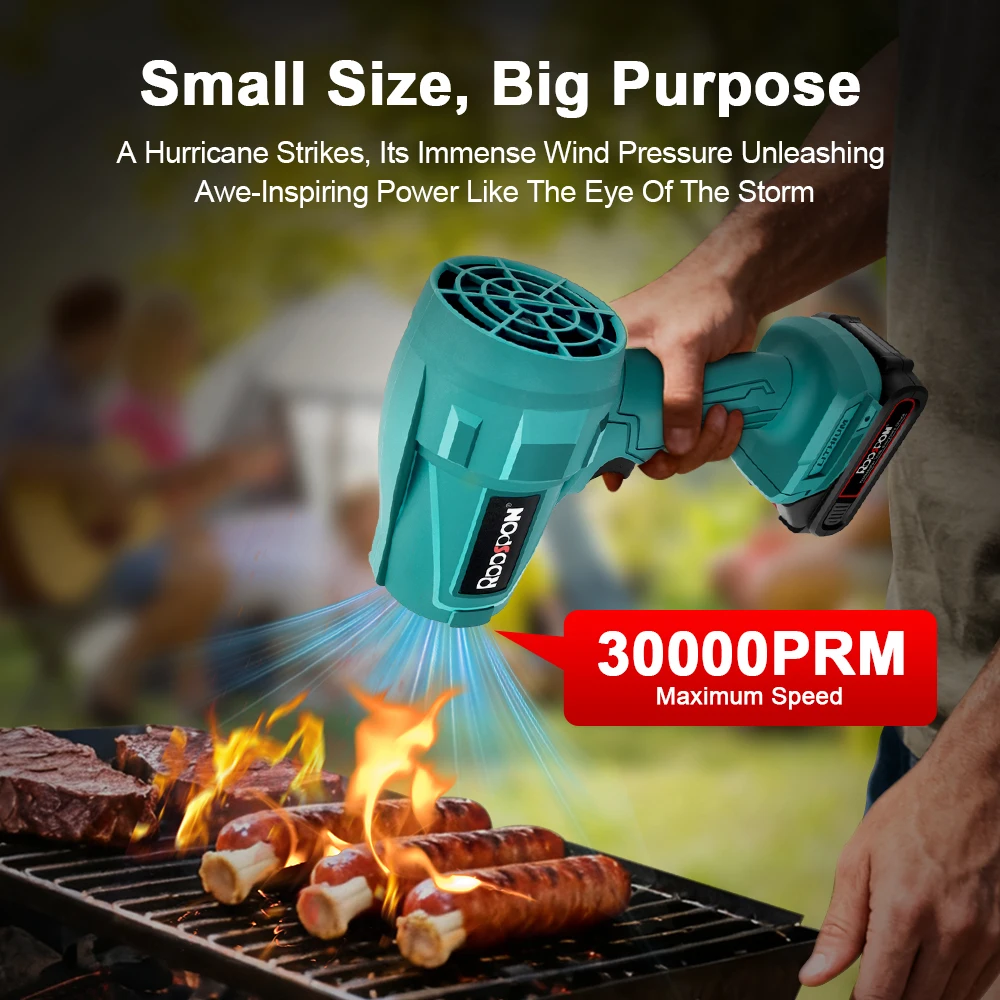 منفاخ 30000 دورة/دقيقة للمنفاخ المحمول عالي الطاقة اللاسلكي لشفرات إزالة الغبار والثلج القوية، مع مروحة توربو