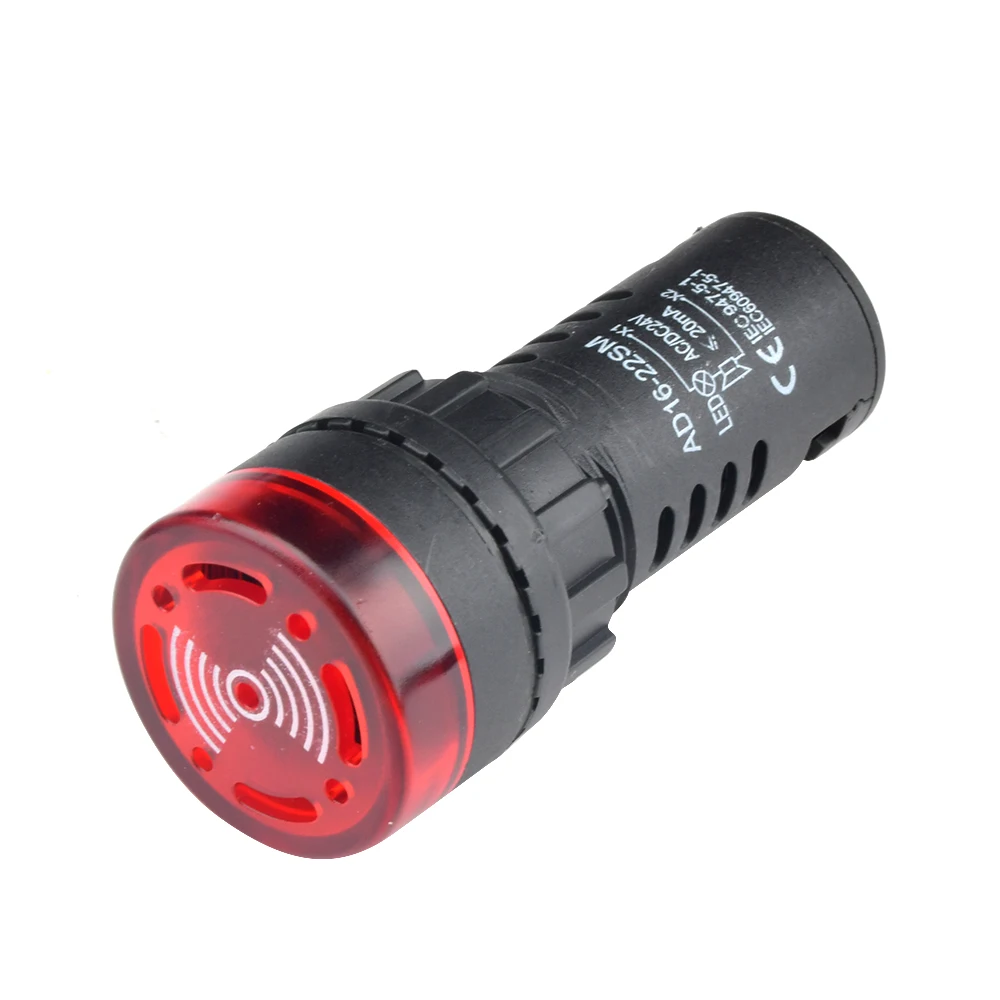 AD16-22SM Buzzer Alarm 22mm Panel Diameter DC 12V 24V AC 110V 220V Flash Signal Light Red LED Active Buzzer Beep Alarm Indicator