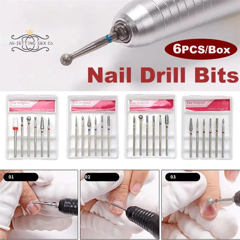 6 قطعة مسمار مخروط تلميح لقمة ثقب بشرة كهربائية نظيفة الروتاري مانيكير مسمار لقمة ثقب باديكير رأس مطحنة ساندر أدوات