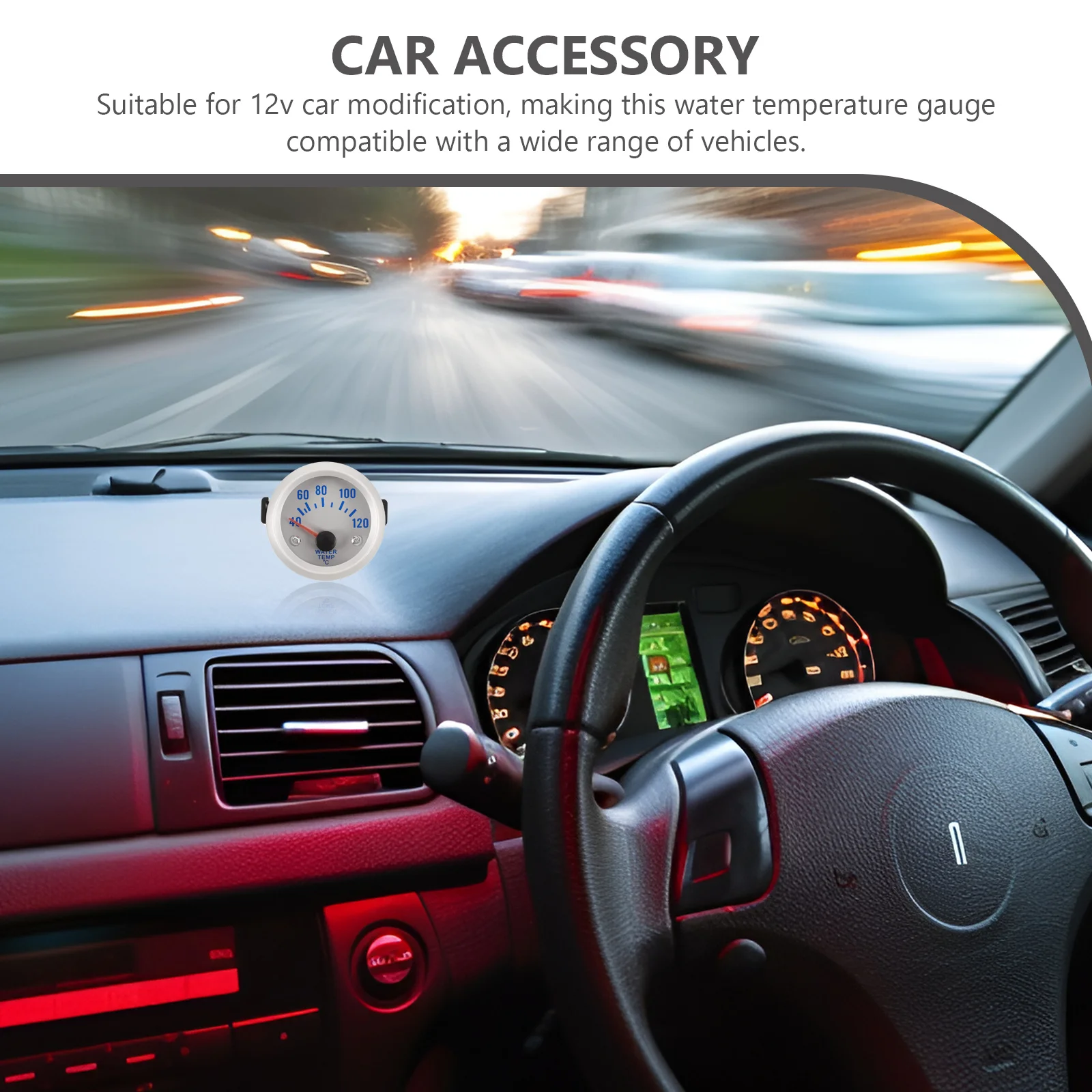 

Water Temperature Gauge 12V Mechanical LED Display for Car Truck Boat Vehicle Water Tank Temperature Indicator Meter Automotive