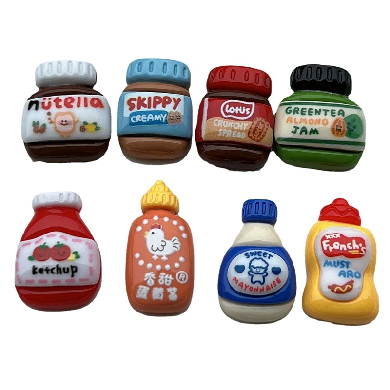 10Pcs New Cute Resin Mini Beverage Bottle Series Flat Back Manicure Parts Embellishments For Hair Bows Accessories