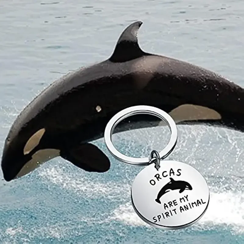 Orcas are my spirit animal keychain, stainless steel animal keychain, whale gift, fun animal lover gift, sea protector best gift