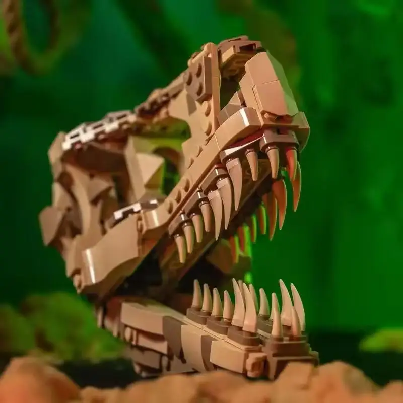 69577+2025+Animals+Series+Dinosaurs+Fossils+Tyrannosaurus Rex+Skull+Architecture+Building Blocks+Toys+Children+Education+DIY+Bir