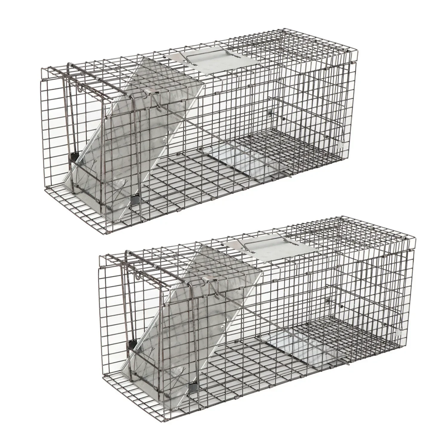 

2PCS Live Animal Cage Trap 32"X12.5"X12" Steel Humane Rodent Cage w/Iron Door