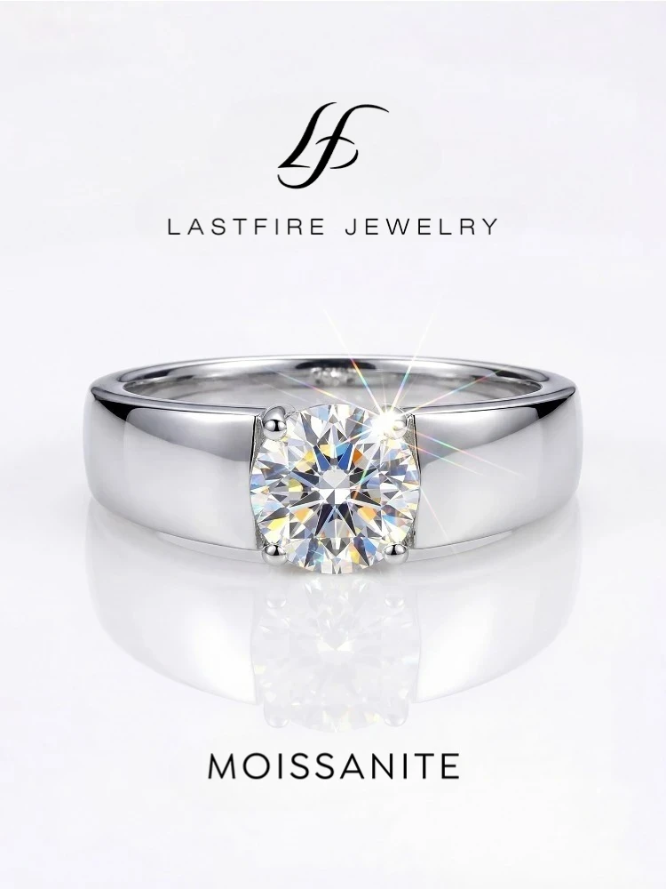 Luxury Shiny 1CT D Color Certified Moissanite Diamond Wedding Rings For Men Real 925 Sterling Silver Top Quality Jewelry