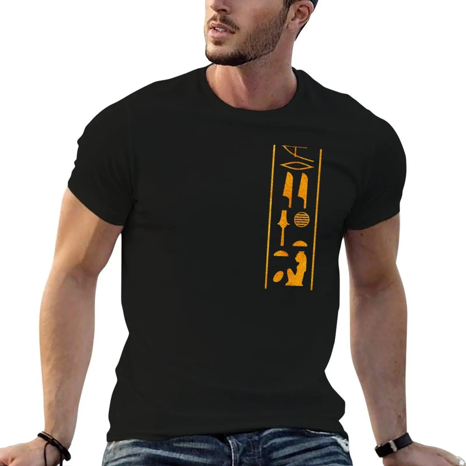 Beloved of Sekhmet. Gold Hieroglyphic T Shirt design: Original Artwork Copyright Stuart Littlejohn/QPublishing 2019 T-Shirt