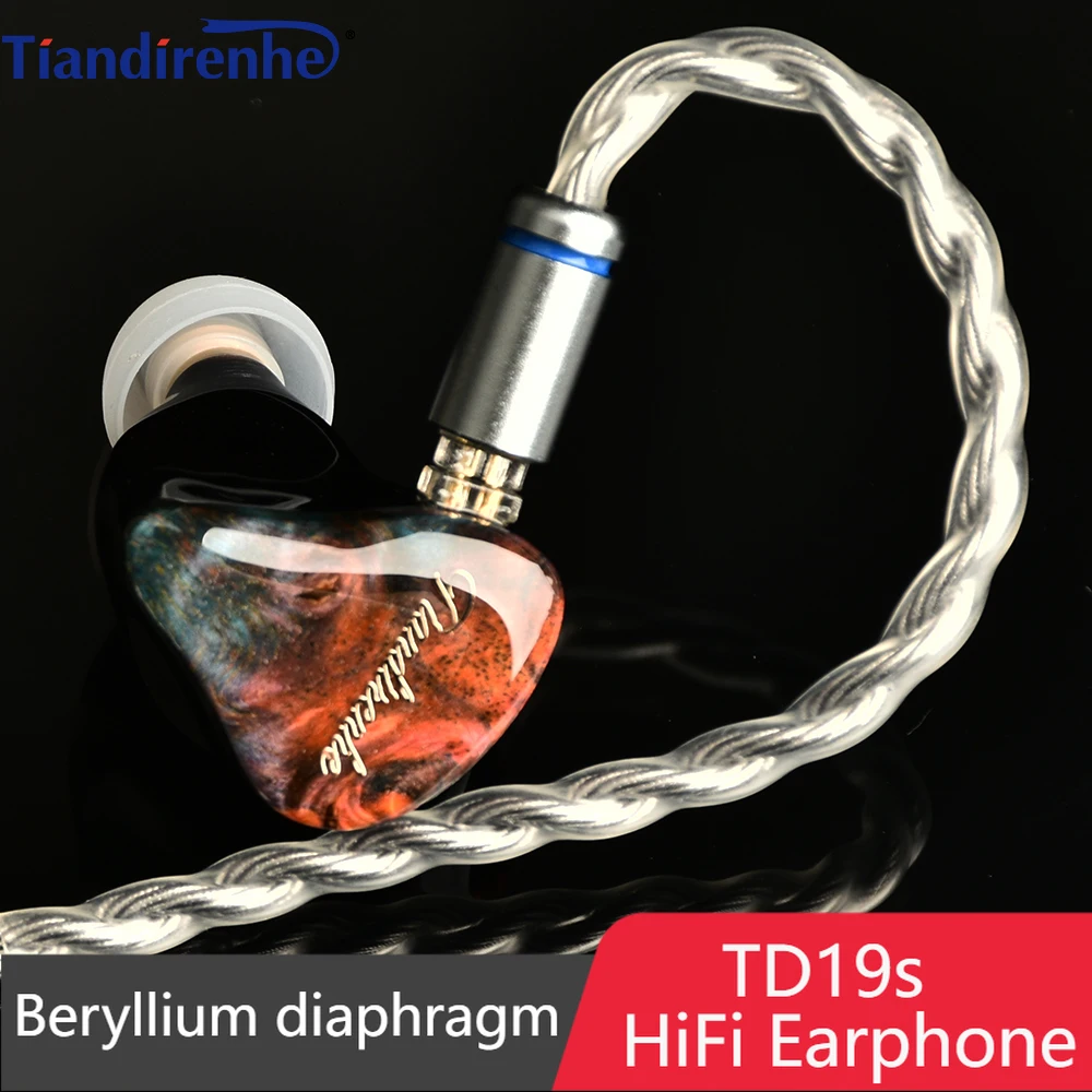 

Tianrenhe TD19s beryllium diaphragm resin stable wood high-fidelity bass Earphone 0.78mm in-ear music earplugs For phone MP3