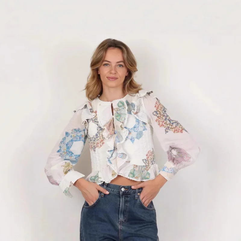 

Classy Women's Chiffon Floral Dr with Lace Sves Moisture ng Long Sve round Ne Spring Sweet Sle Slimming