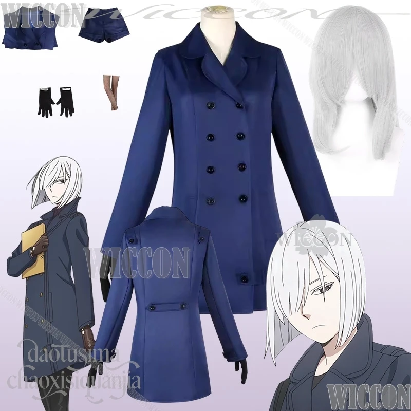

Fiona Frost Nightfal Cosplay Anime FAMILYYYS3 Navy Blue Wool Coat Shorts Gloves Pantyhose Halloween Navidad Carnaval Outfit