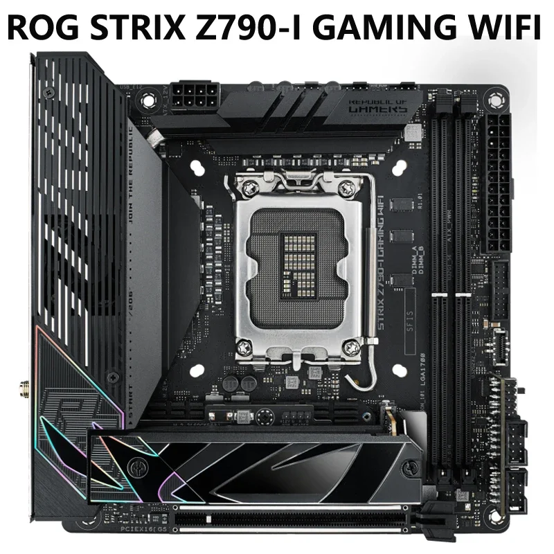 

ASUS ROG STRIX Z790-I GAMING WIFI 6E LGA 1700 Intel13th & 12th Gen Mini-ITX игровая материнская плата PCIe5.0 DDR5 10 + 1 этап мощности 2,5G