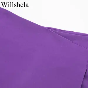 Asymmetrische Seite Reißverschluss Willshela-sieben, hohe Taille, weibliche schicke Shorts, monochrom, Vintage-Mode 8 Hauptverkäufe Frauen -Kleidershorts - №8