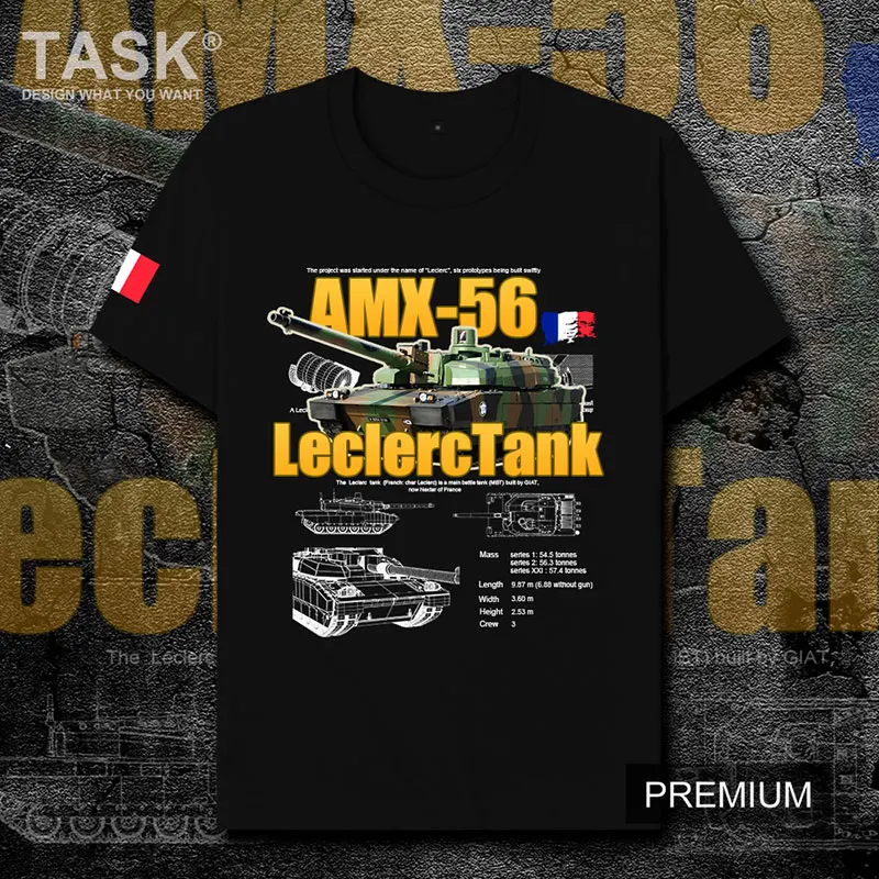 French Army AMX56 Leclere Tank Printed T-Shirt Summer Cotton Short Sleeve O-Neck Men's T Shirt New XS-3XL