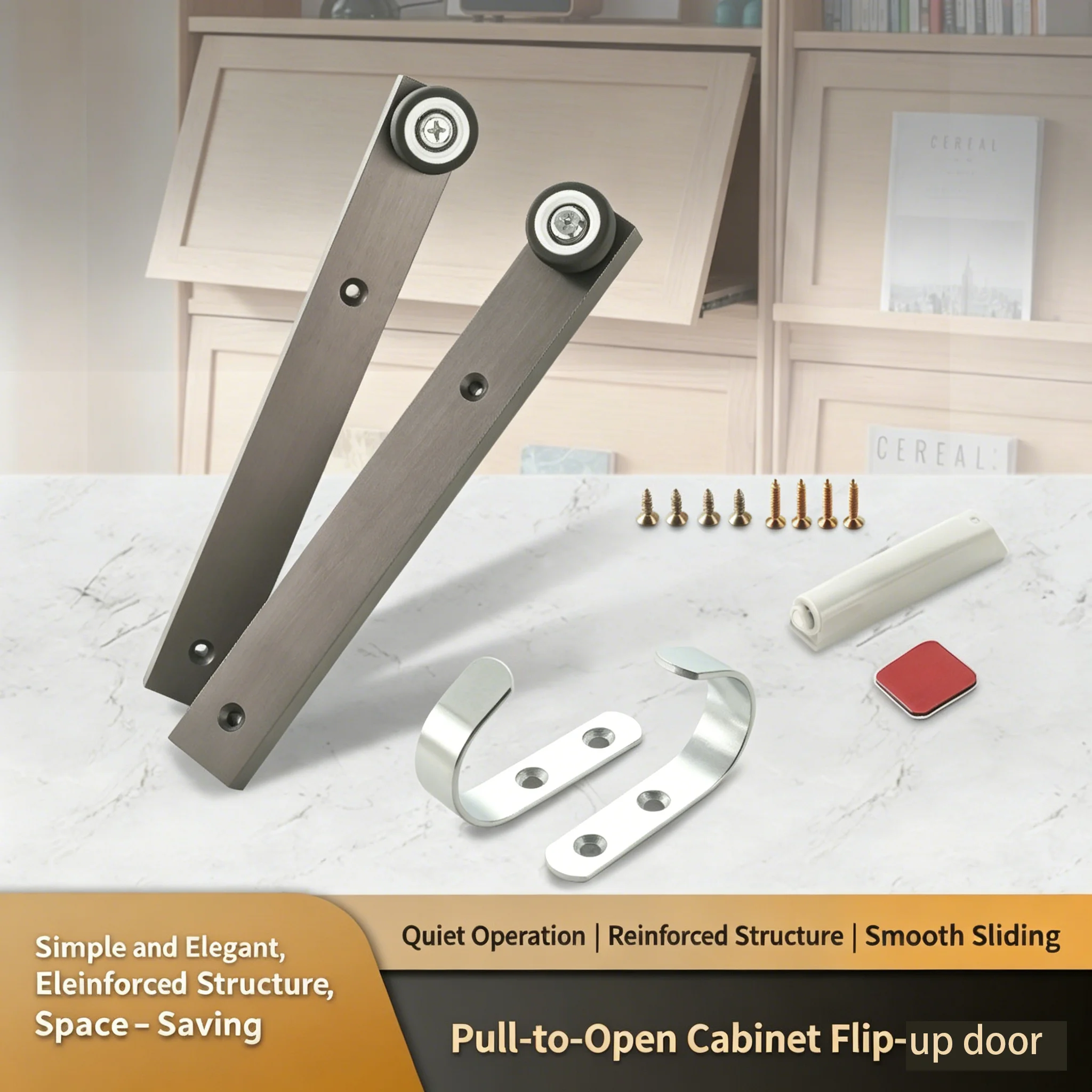 

Bookcase Hidden Door Slide Rail, Flip-Top Rotating Cabinet Door Track, Concealed Swing Door Hardware Kit