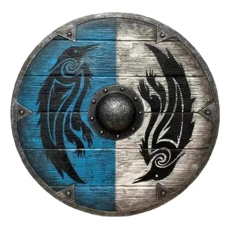 New Viking Shield Decorative Shield Wooden Eivor Valhalla Raven Medieval Viking Shield Cosplay Party Prop Home Decor Ornaments