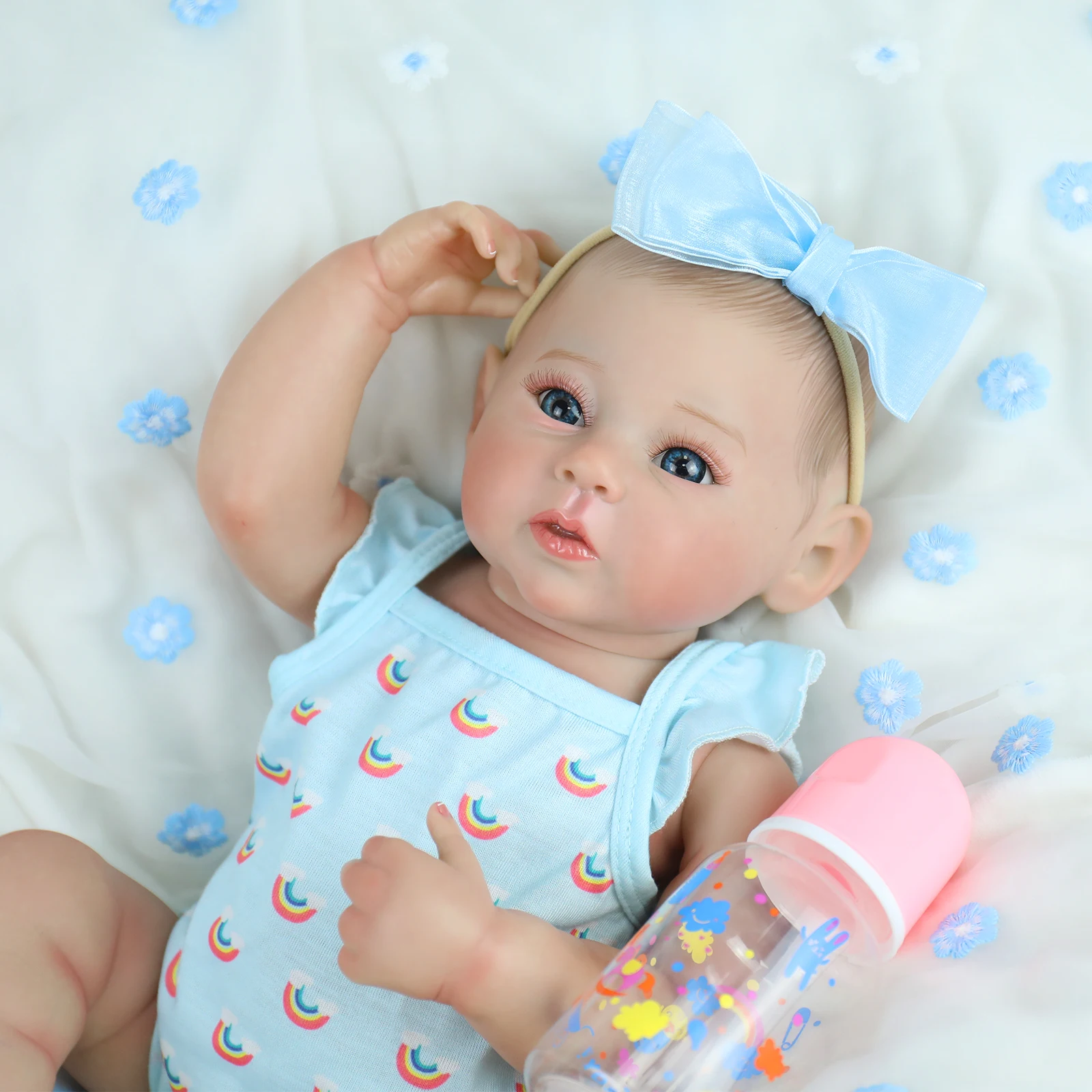 18インチ全身ビニール製リボーンドール、レイブン、洗える、3Dペイントスキン、血管が見える、新生児ベビードール、ベベリボーンおもちゃ、クリスマスプレゼント