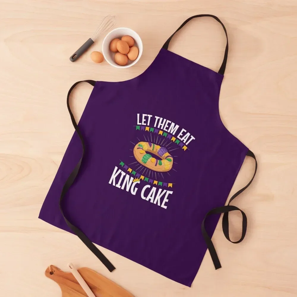 Mardi Gras Let Them Eat King Cake Apron Women's Kitchen Kitchen Items For Home for home useful pieces Apron