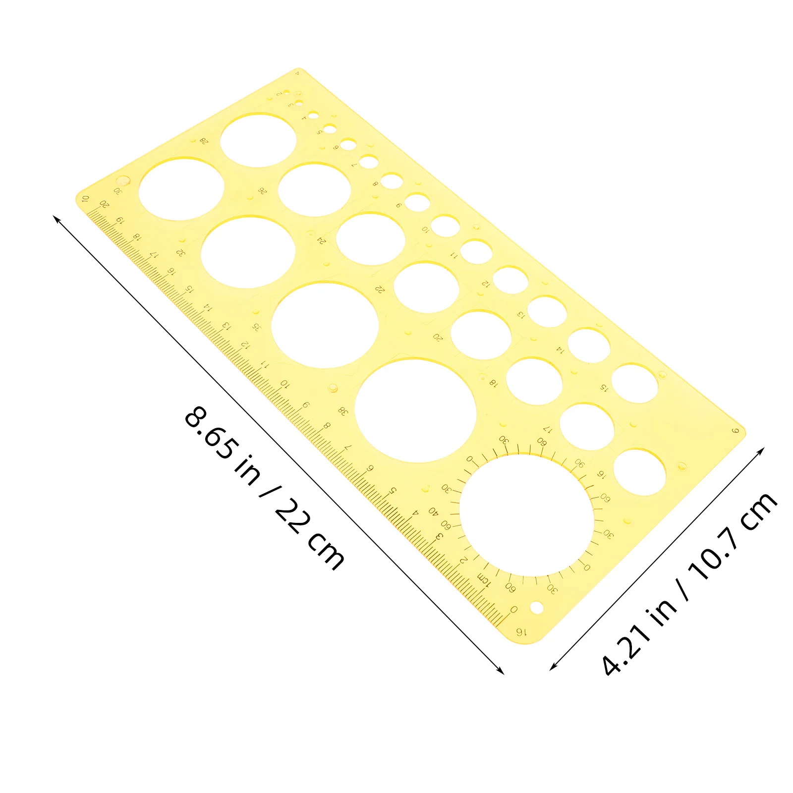 مسطرة قياس استنسل دائرية، قالب رسم هندسي أصفر، أداة صياغة دقيقة للمنمارسة المدرسية والمكتب المحمول #6