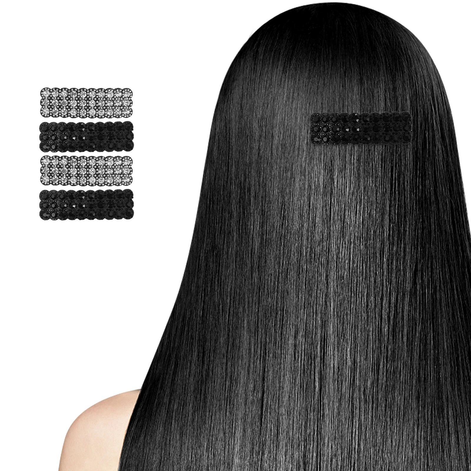 

4 Pcs Girl Rhinestone Hair Clip Child Accessories for Girls Alloy Alligator Clips