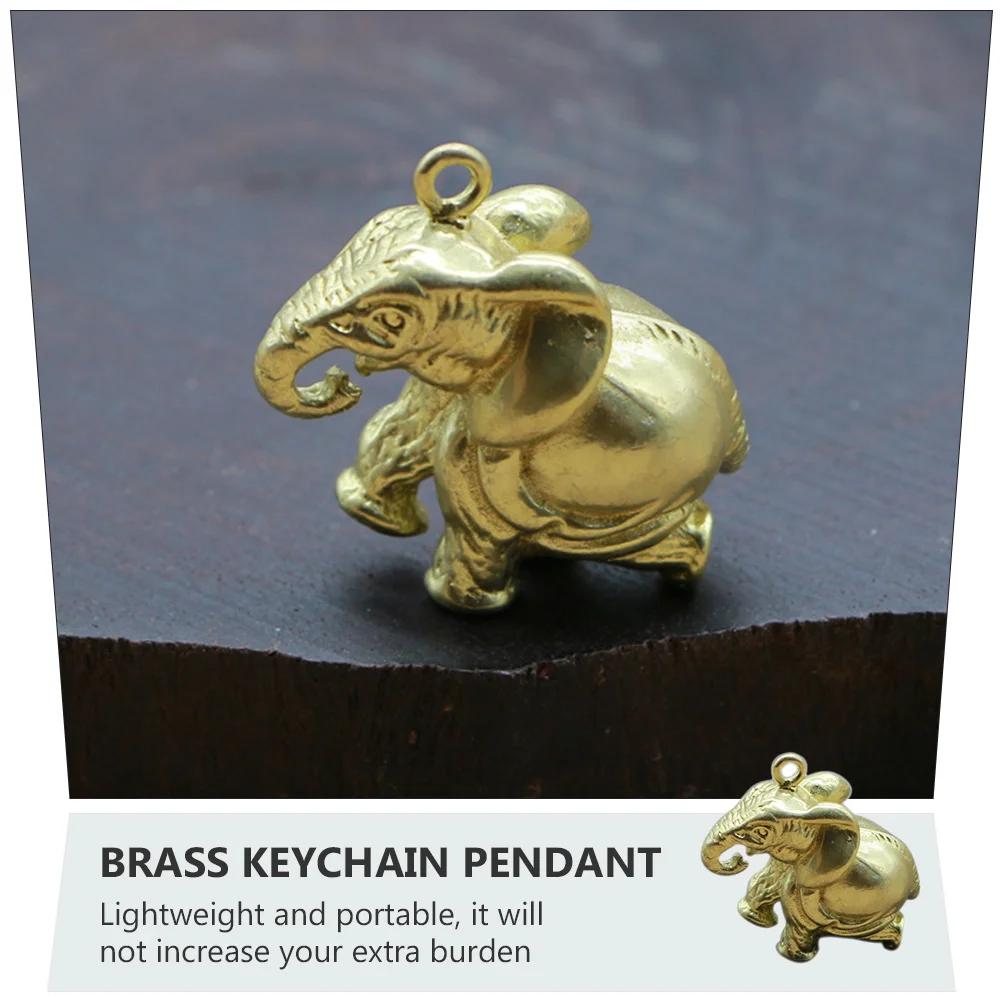 2 Pcs Key Chain Pendant Copper Elephant Spacer Brass Statue Charms Bracelet Bag Ornamnet Keychains Holder