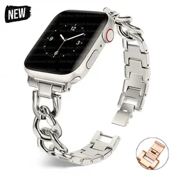 Women Stainless Steel Bracelet for Apple Watch 9 8 7 42 44 45mm Ultra 2 49mm 6 5 4 3 se 38 40mm Lady Band 41mm for iWatch Strap