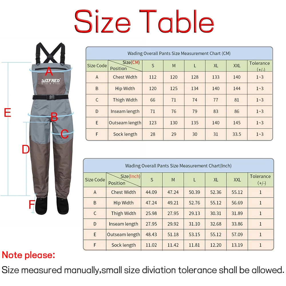 Men's and Women's 3-layer Polyester Breathable Waterproof Stockings Foot Fly Fishing Hunting Onesie Chest Wading Pants