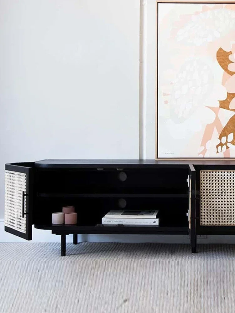 

Storage of Japanese rattan woven solid log TV cabinet