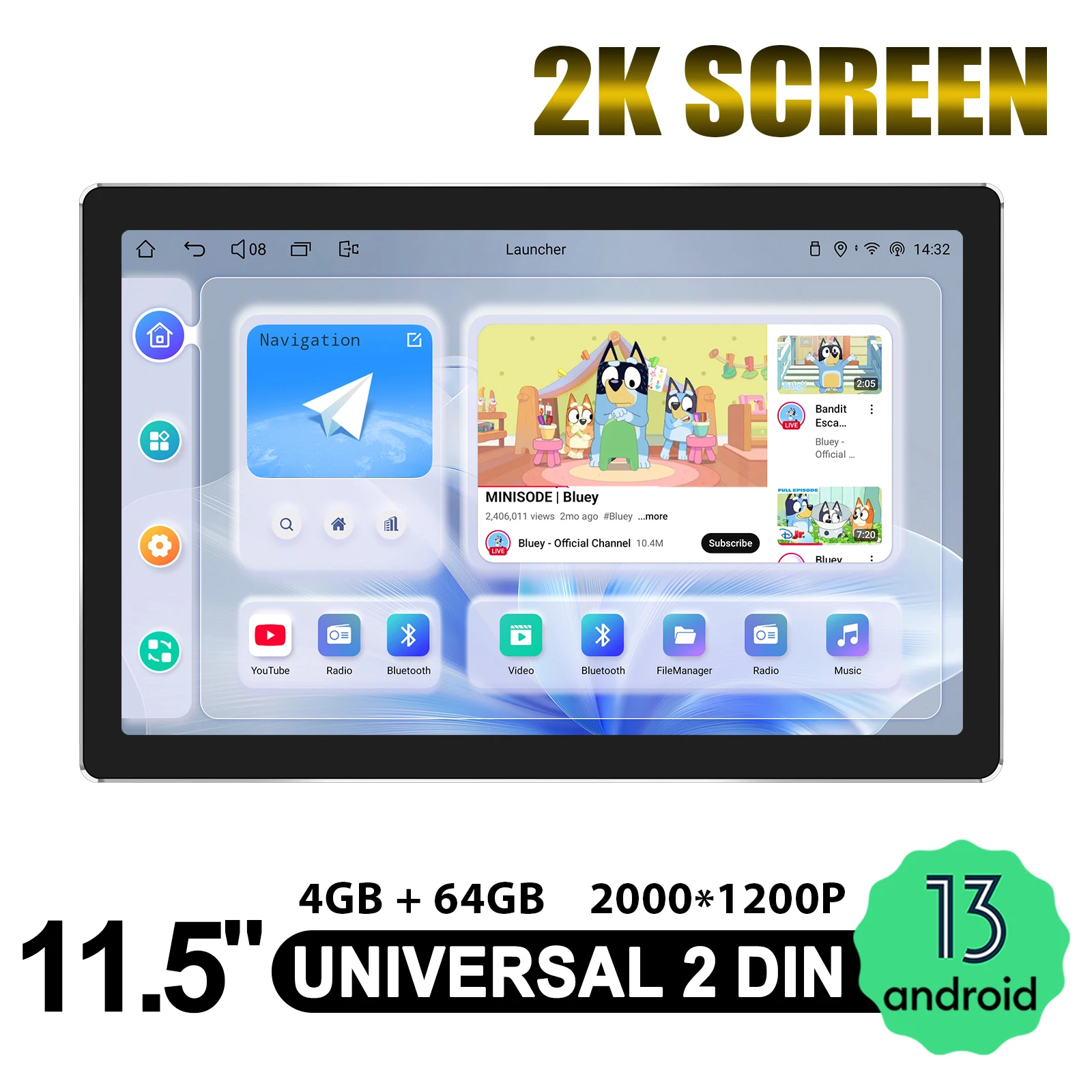 

JOYING Latest 11.5" 2K Car Radio Stereo Multimedia Player 2000x1200 Resolution Fast Boot Support Rear Camera & Steering Control