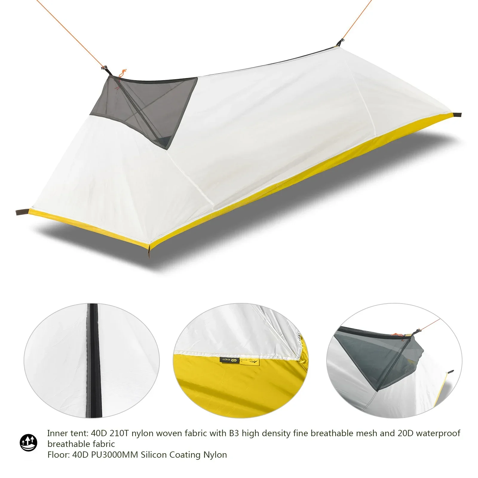 230g/260g Ultralight 1 Person Outdoor Camping Tent Summer Mesh Tent 40D 210T Nylon Body Inner Tent Vent Mosquito Net 3-4 Seasons