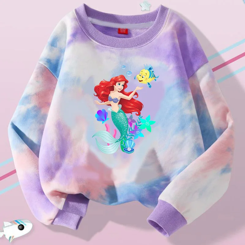 The Little Mermaid Children T-shirt Long-sleeved Tops Clothing Kids Bottoming Shirt Girl Clothes Boy Sweatshirt Pullover Blouse