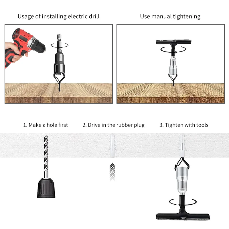 Picture 6: Q-Shaped Outdoor Hook with Safety Structure, Rotating Basket, Screw Hook, Lamp Stand, Potted Plant Buckle 5/10/20/50/100 Pcs