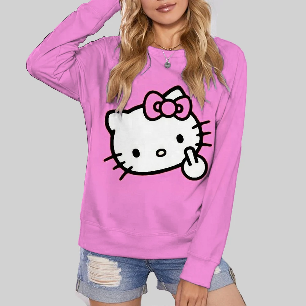 Streetwear Hoodies HELLO KITTY Printed Women Sweatshirt Autumn Winter Long Sleeve Harajuku Pullovers Hooded Sweater sudadera