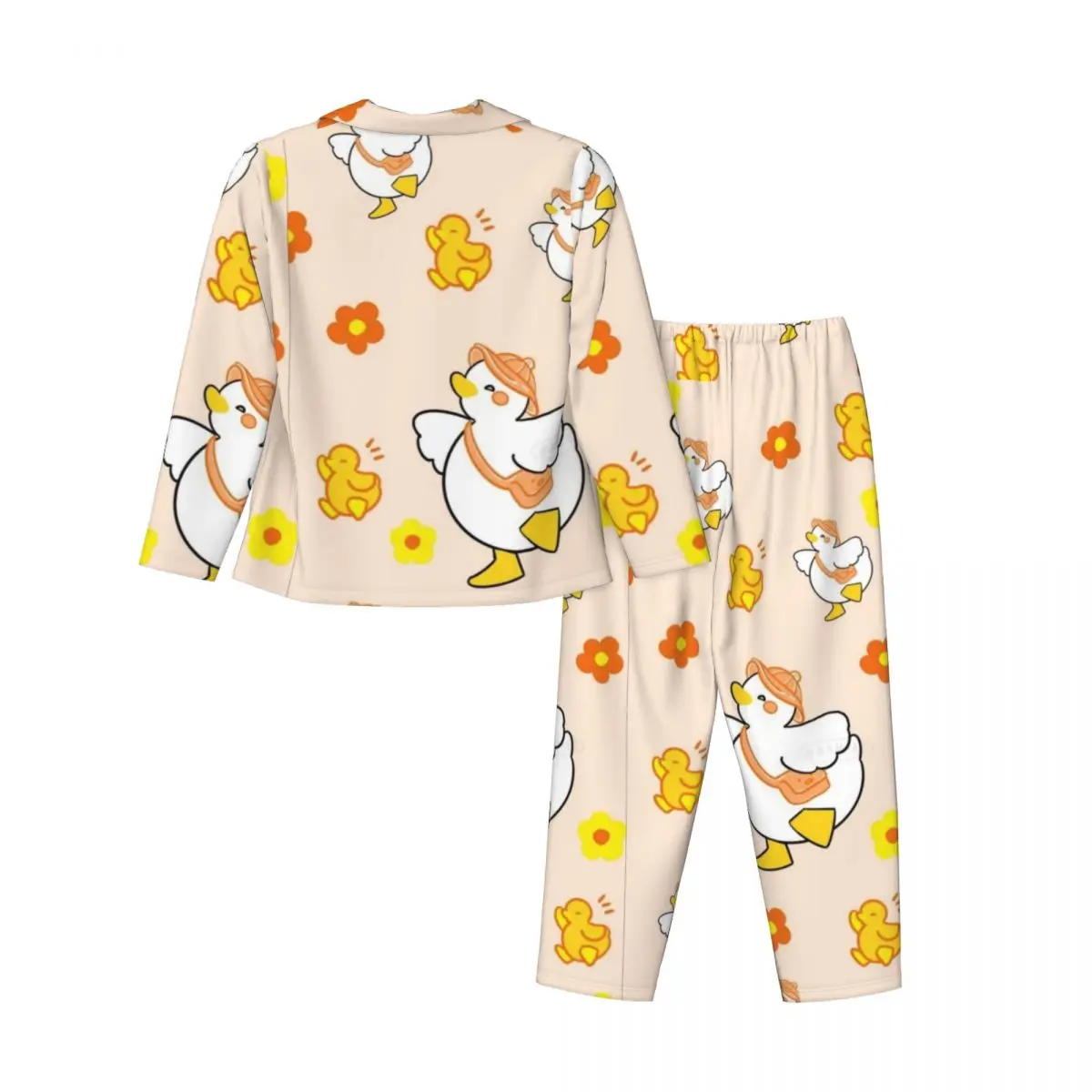 Cute Rubber Duck Women's Pajamas Sets Woman 2 Pieces Pajamas Female Couples Loungewear Suit Home Clothes